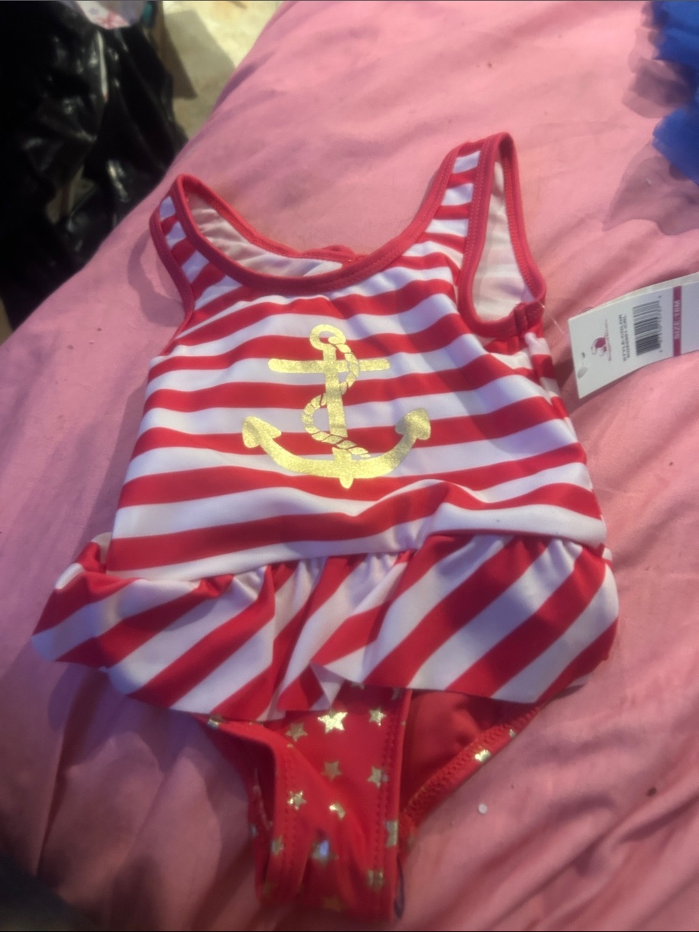 NWT Sz 18 mths anchor swimsuit red